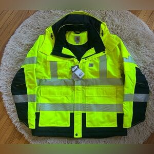 New! Carhartt HIGH-VISIBILITY WATERPROOF CLASS 3 SHERWOOD JACKET Large Safety